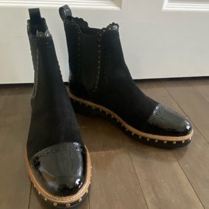 Black suede and patten leather size 9.5 new in box